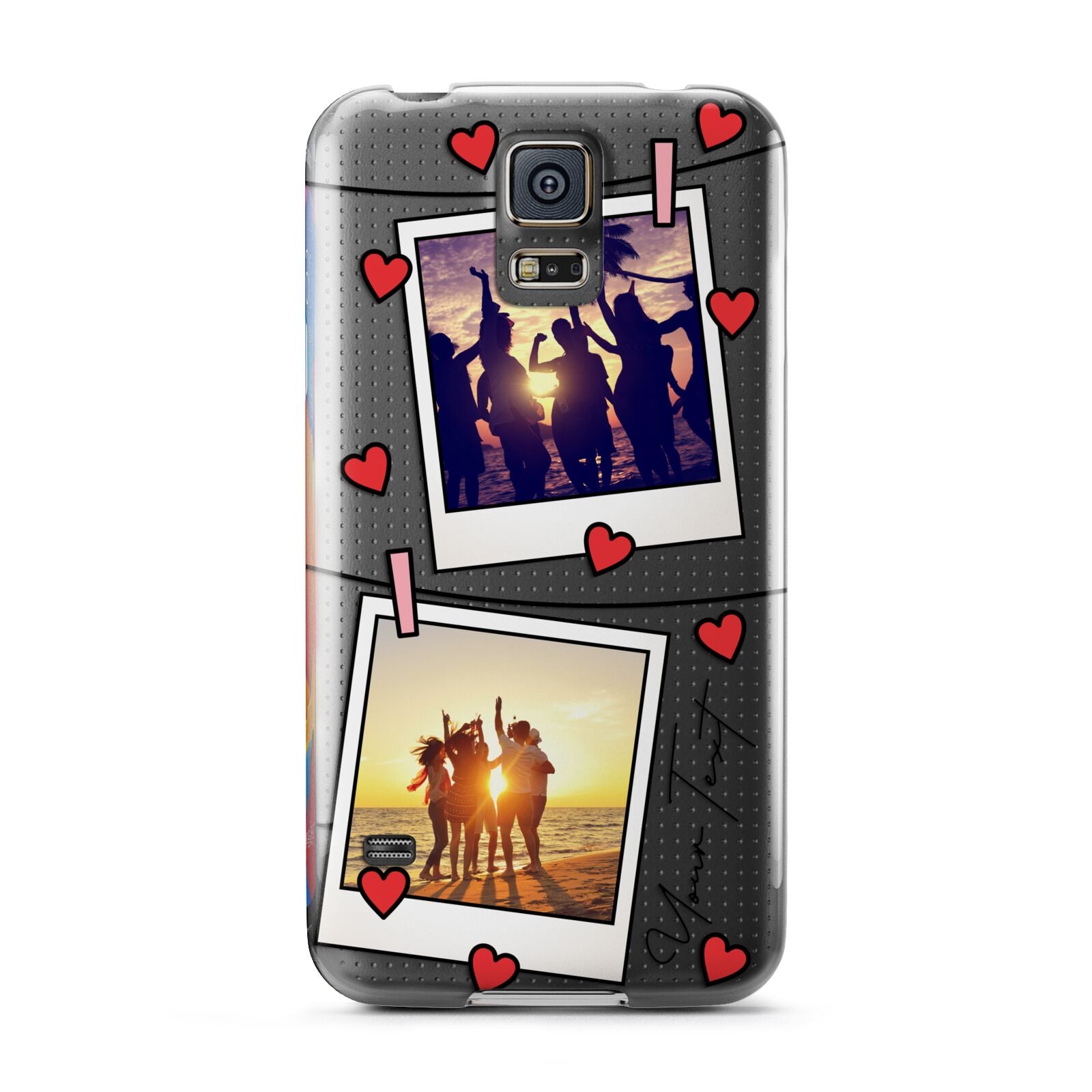 Hearts Photo Montage Upload with Text Samsung Galaxy S5 Case