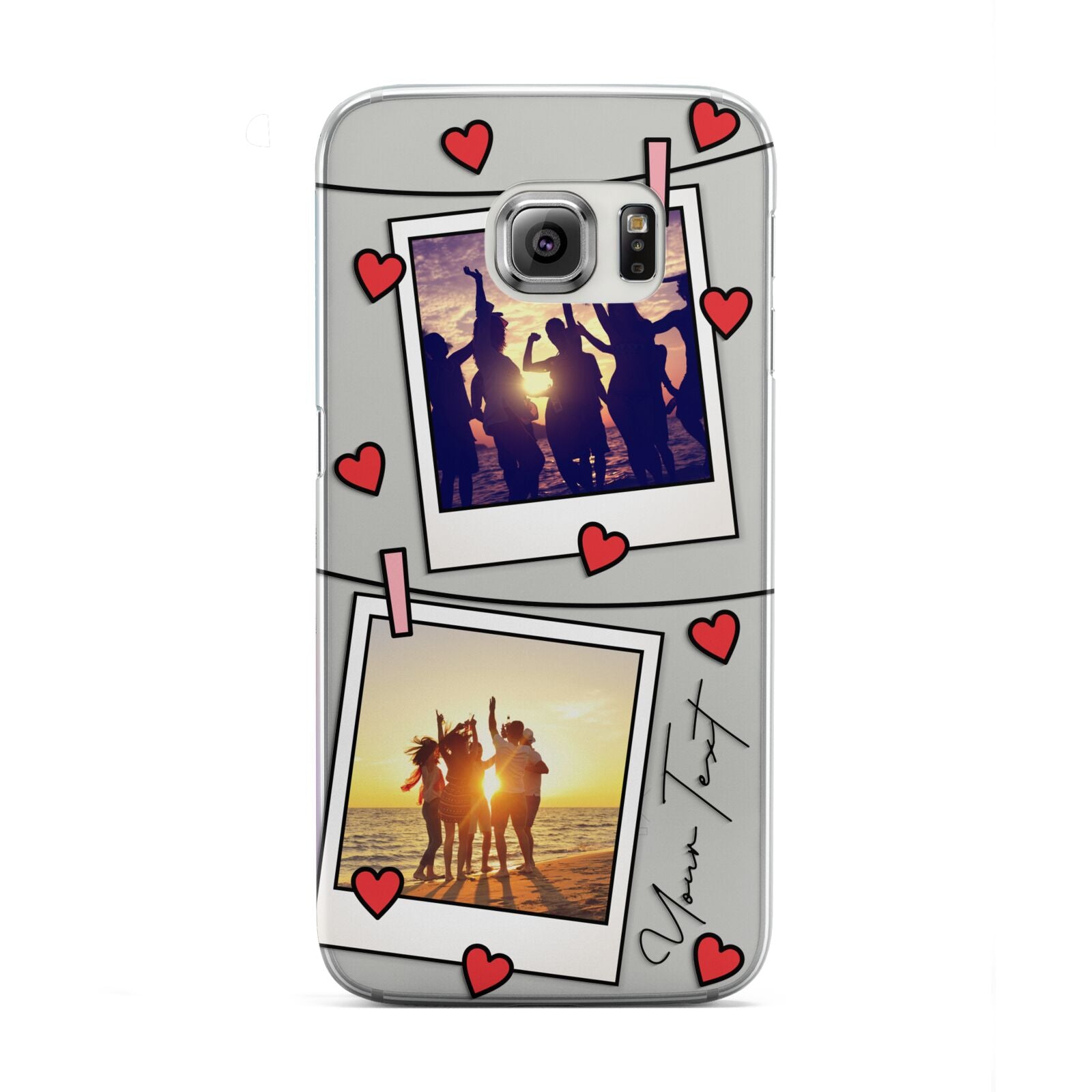 Hearts Photo Montage Upload with Text Samsung Galaxy S6 Edge Case