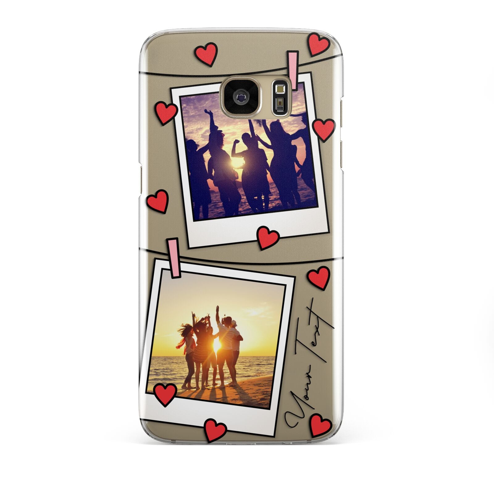 Hearts Photo Montage Upload with Text Samsung Galaxy S7 Edge Case