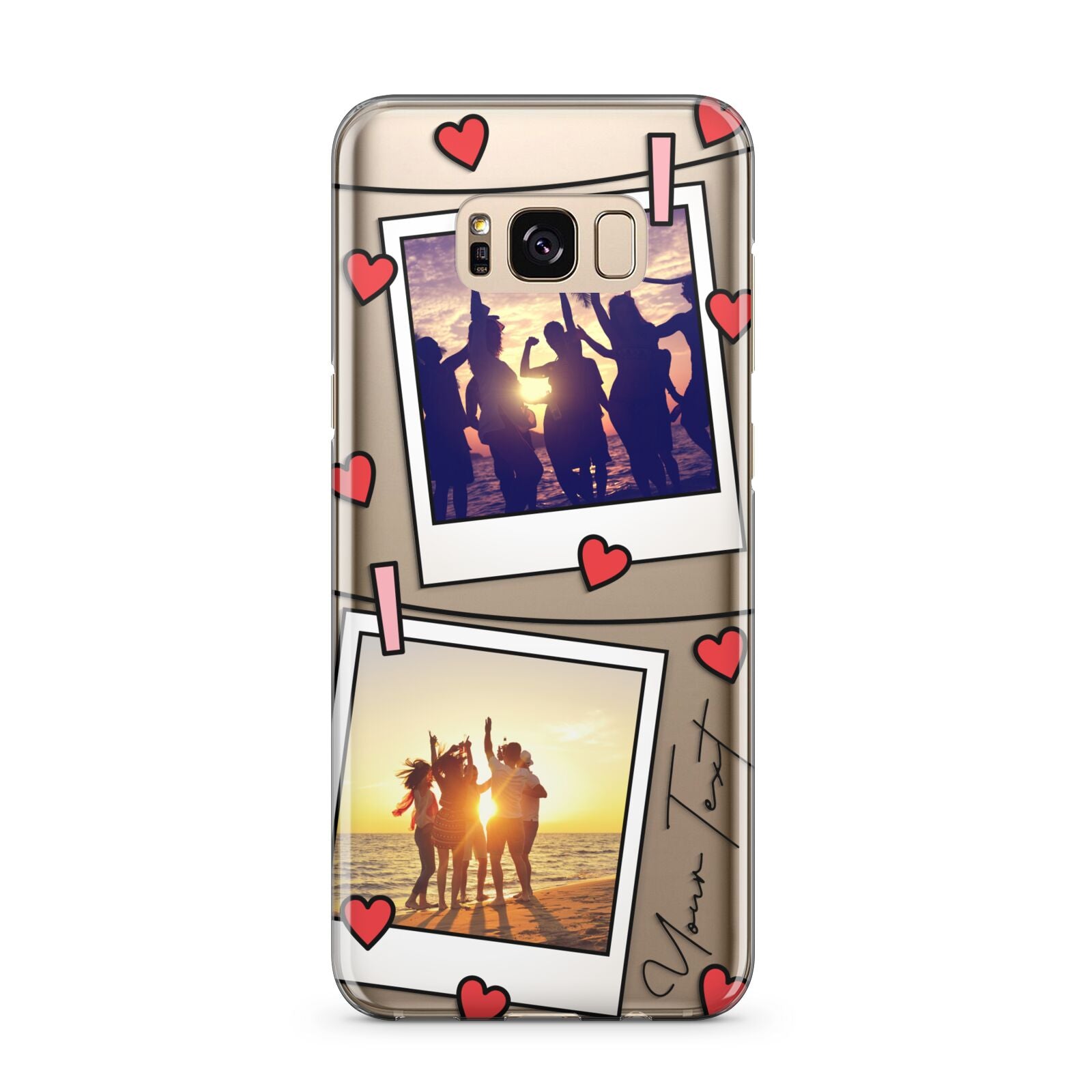 Hearts Photo Montage Upload with Text Samsung Galaxy S8 Plus Case