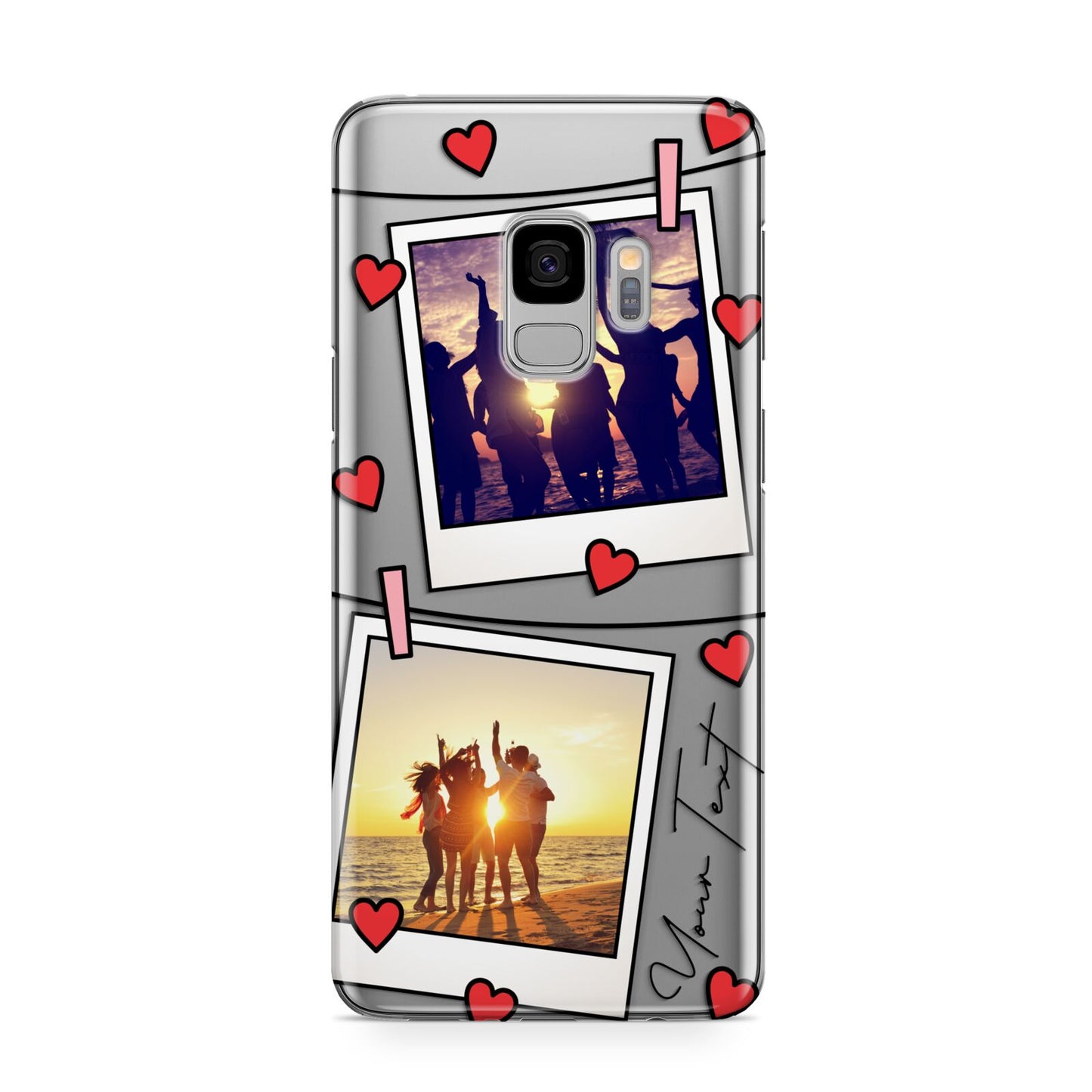 Hearts Photo Montage Upload with Text Samsung Galaxy S9 Case