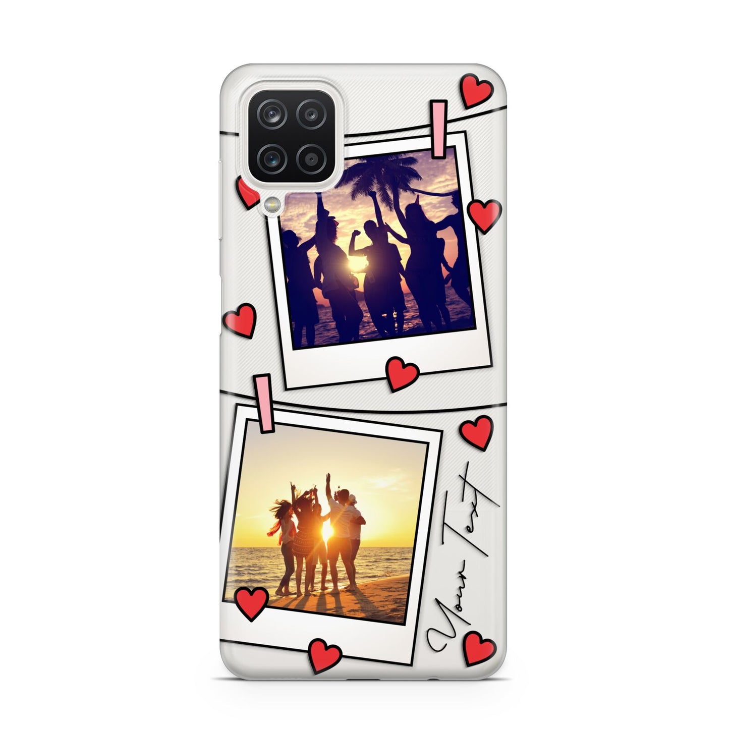 Hearts Photo Montage Upload with Text Samsung M12 Case