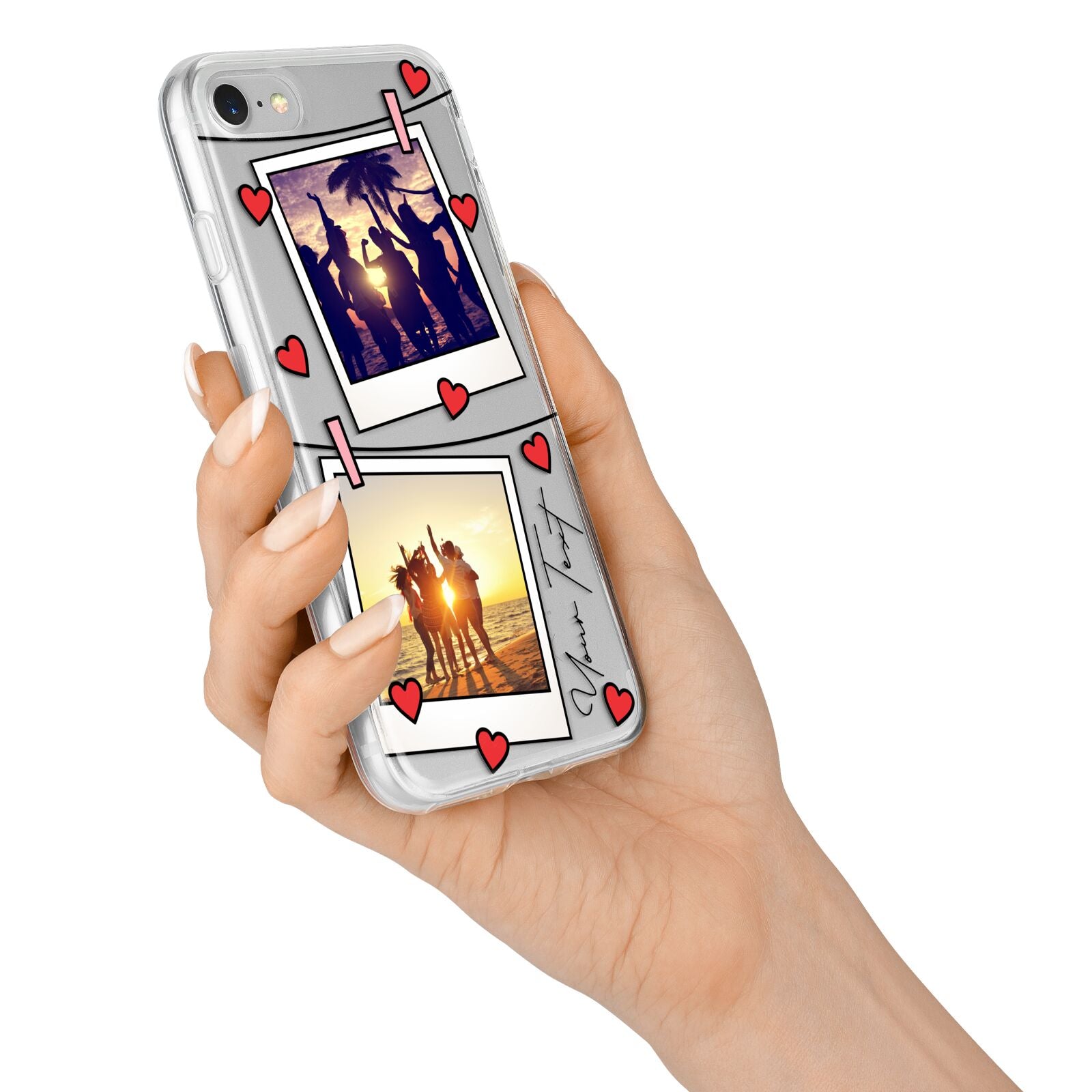 Hearts Photo Montage Upload with Text iPhone 7 Bumper Case on Silver iPhone Alternative Image