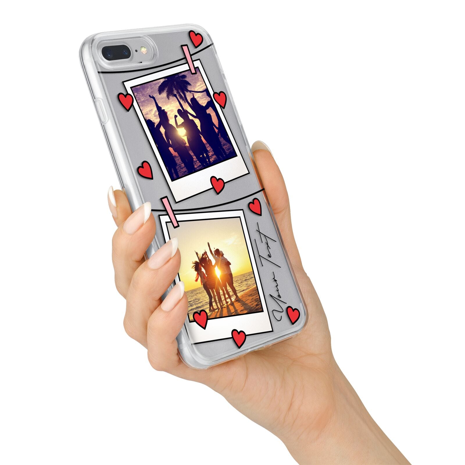 Hearts Photo Montage Upload with Text iPhone 7 Plus Bumper Case on Silver iPhone Alternative Image