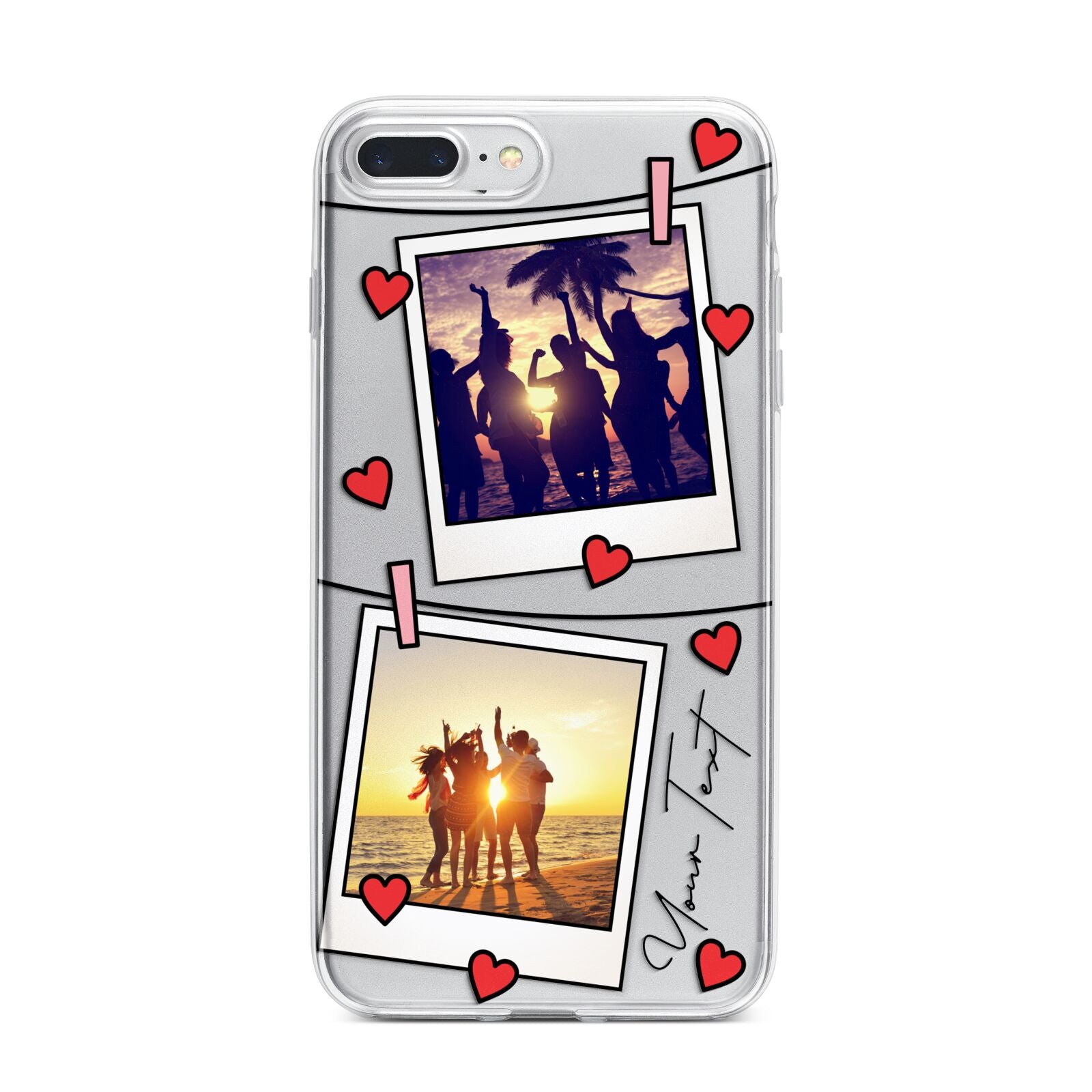 Hearts Photo Montage Upload with Text iPhone 7 Plus Bumper Case on Silver iPhone