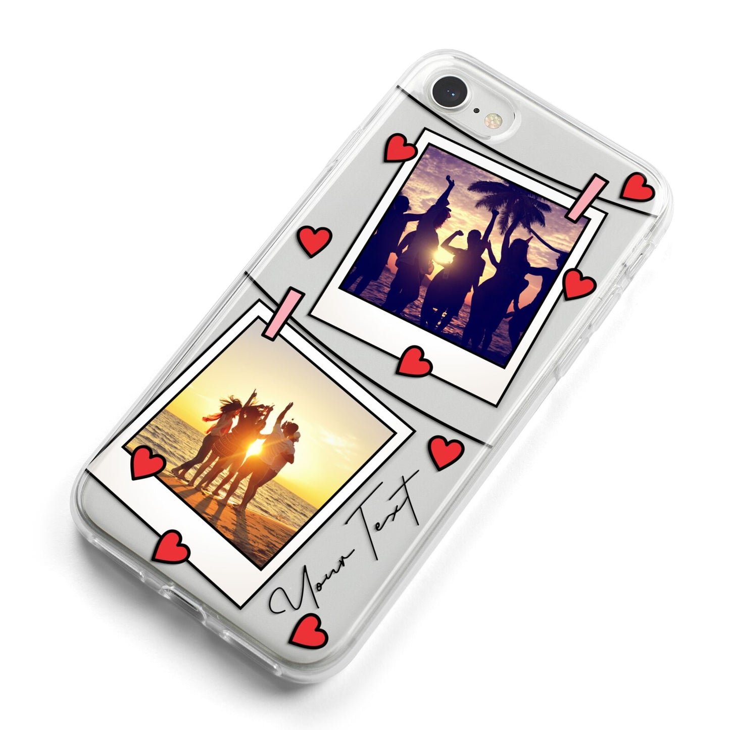 Hearts Photo Montage Upload with Text iPhone 8 Bumper Case on Silver iPhone Alternative Image