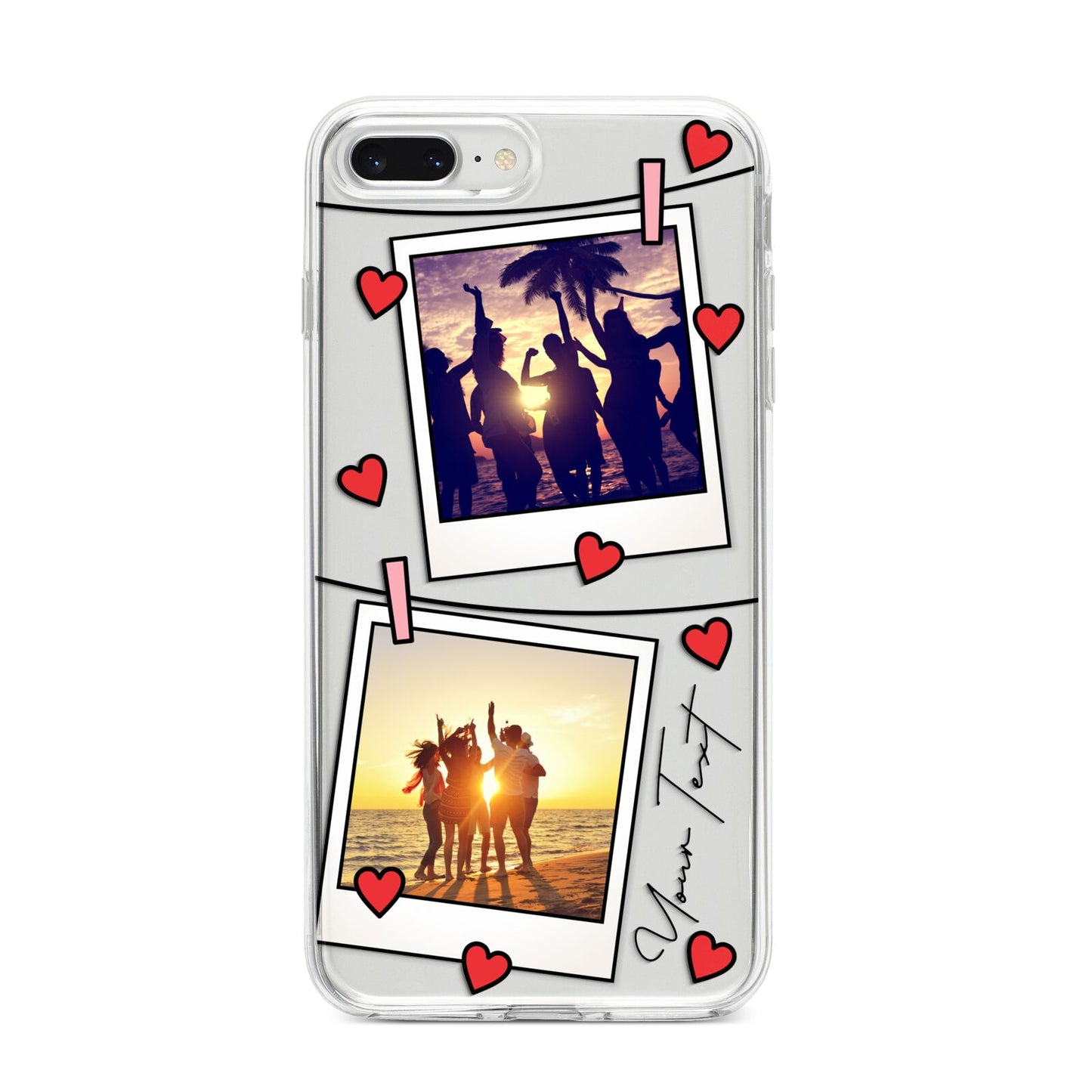 Hearts Photo Montage Upload with Text iPhone 8 Plus Bumper Case on Silver iPhone