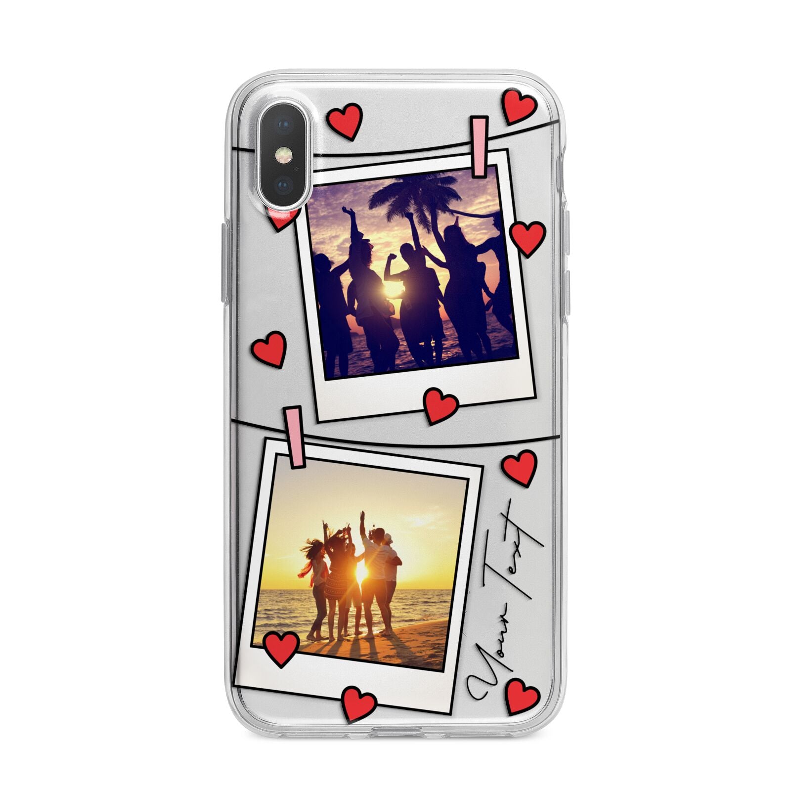 Hearts Photo Montage Upload with Text iPhone X Bumper Case on Silver iPhone Alternative Image 1