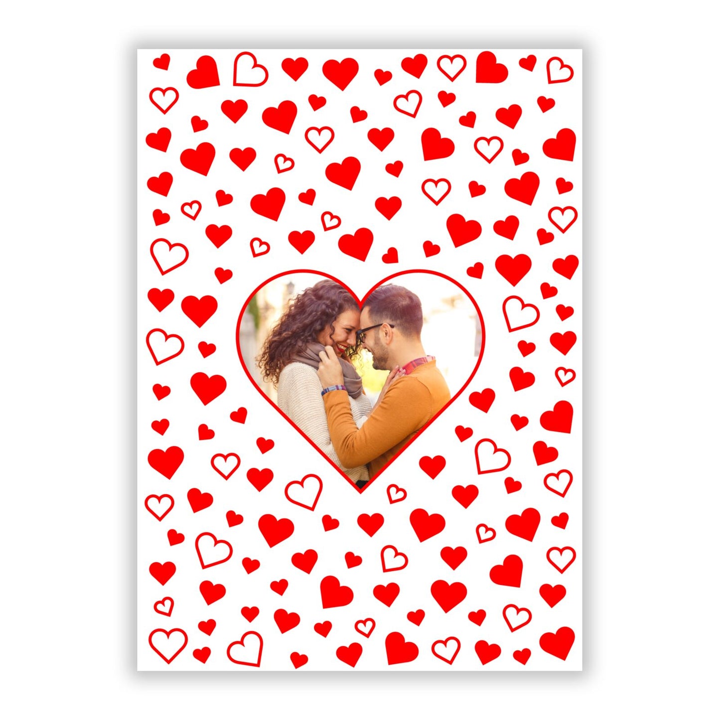 Hearts with Photo A5 Flat Greetings Card