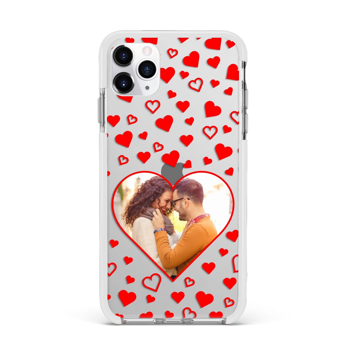 Hearts with Photo Apple iPhone 11 Pro Max in Silver with White Impact Case
