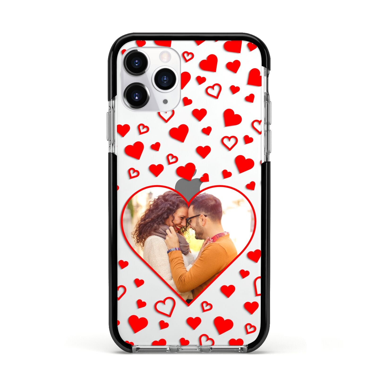 Hearts with Photo Apple iPhone 11 Pro in Silver with Black Impact Case