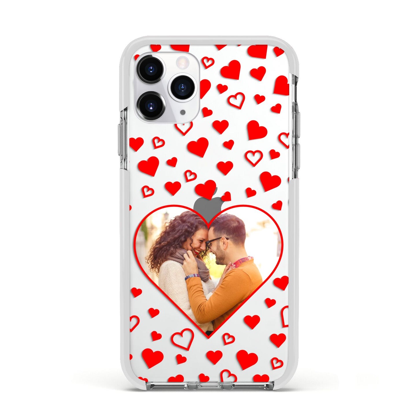 Hearts with Photo Apple iPhone 11 Pro in Silver with White Impact Case