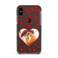 Hearts with Photo Apple iPhone Xs Impact Case Black Edge on Black Phone
