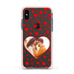 Hearts with Photo Apple iPhone Xs Impact Case Pink Edge on Black Phone