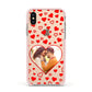Hearts with Photo Apple iPhone Xs Impact Case Pink Edge on Gold Phone