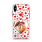 Hearts with Photo Apple iPhone Xs Impact Case White Edge on Silver Phone