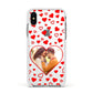 Hearts with Photo Apple iPhone Xs Impact Case White Edge on Silver Phone