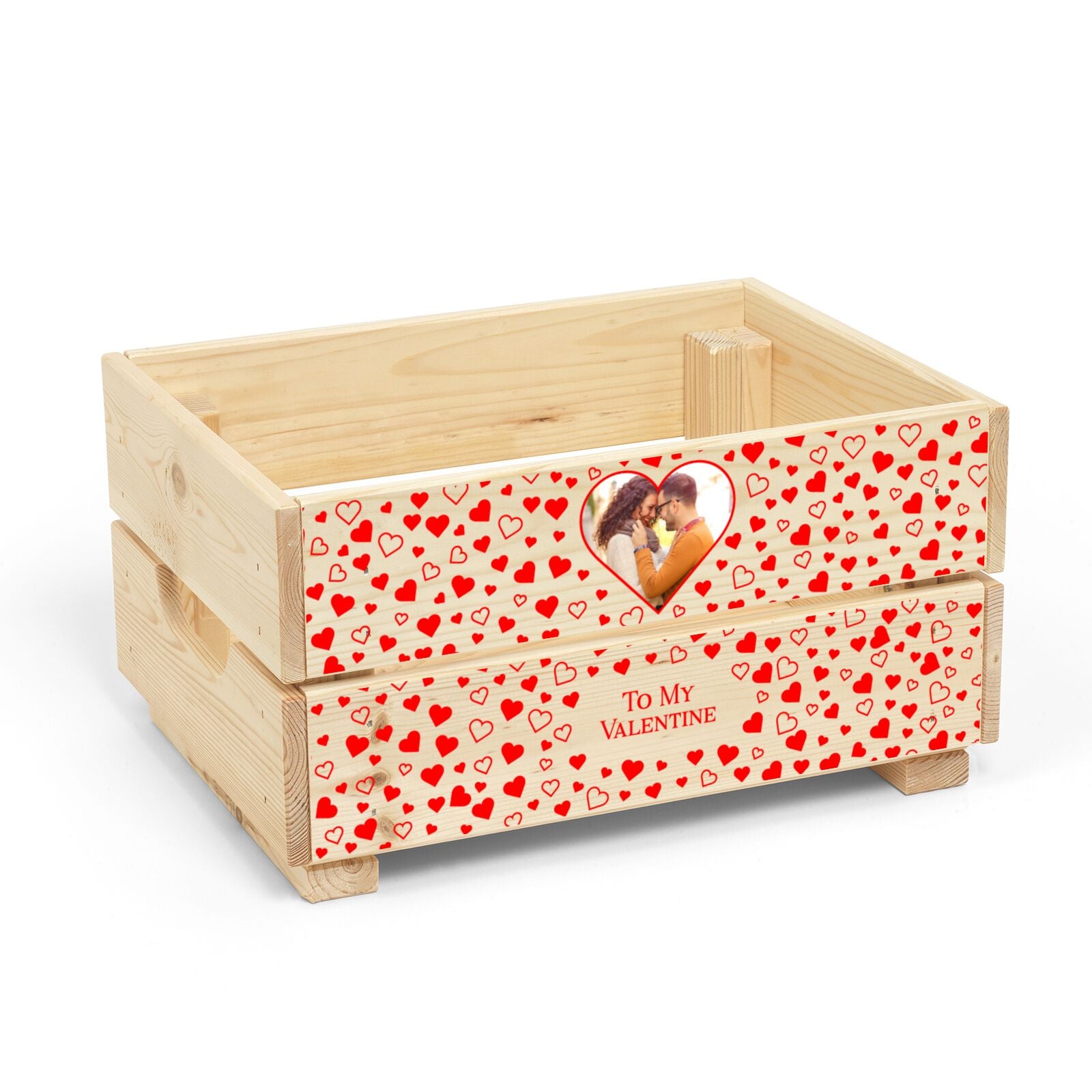 Hearts with Photo Christmas Eve Crate Box Side Angle