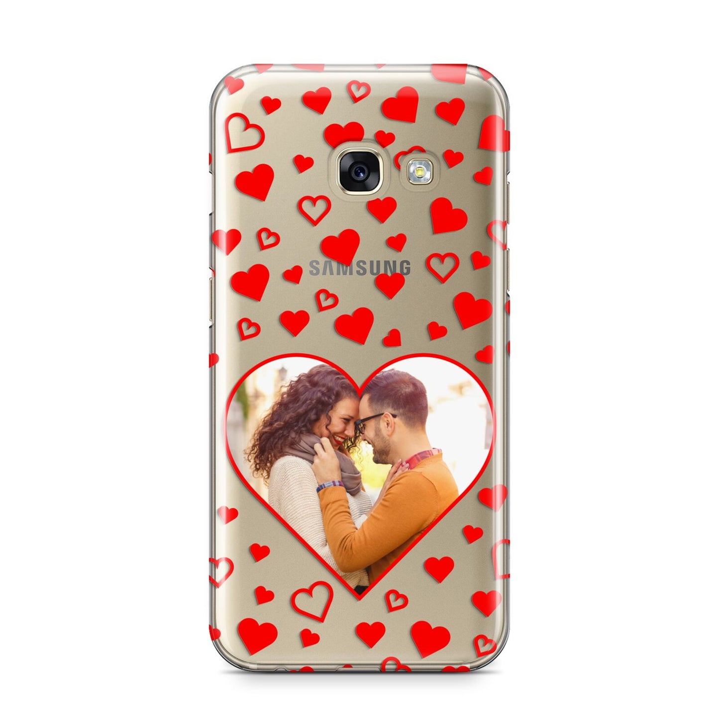 Hearts with Photo Samsung Galaxy A3 2017 Case on gold phone