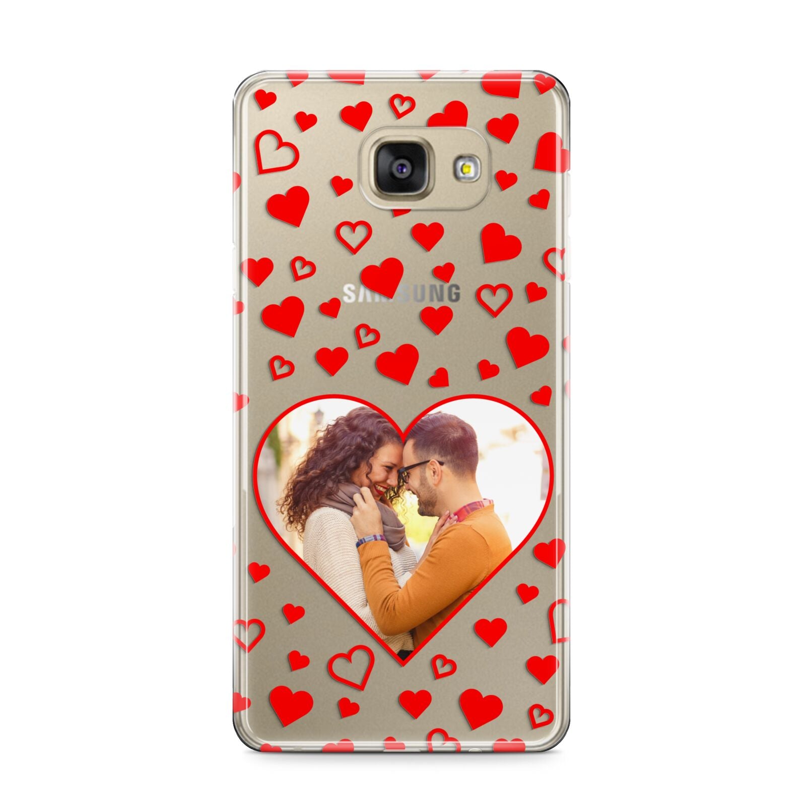 Hearts with Photo Samsung Galaxy A9 2016 Case on gold phone