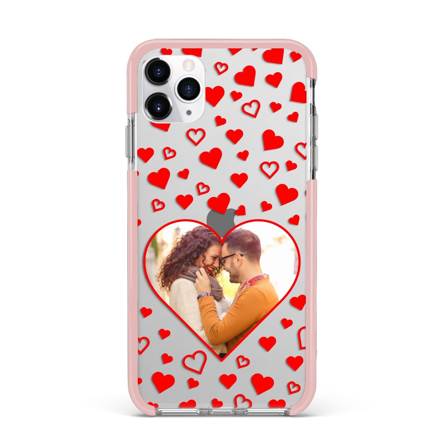 Hearts with Photo iPhone 11 Pro Max Impact Pink Edge Case