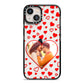 Hearts with Photo iPhone 13 Black Impact Case on Silver phone