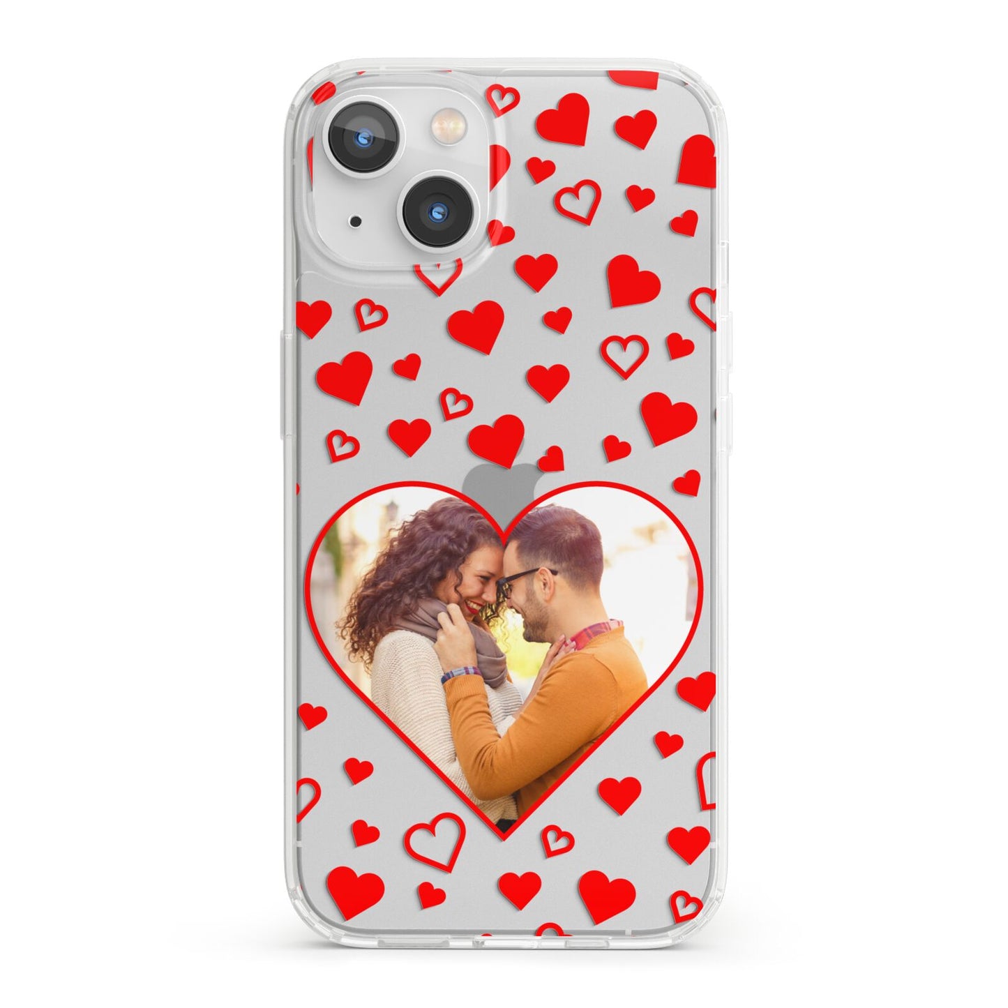 Hearts with Photo iPhone 13 Clear Bumper Case
