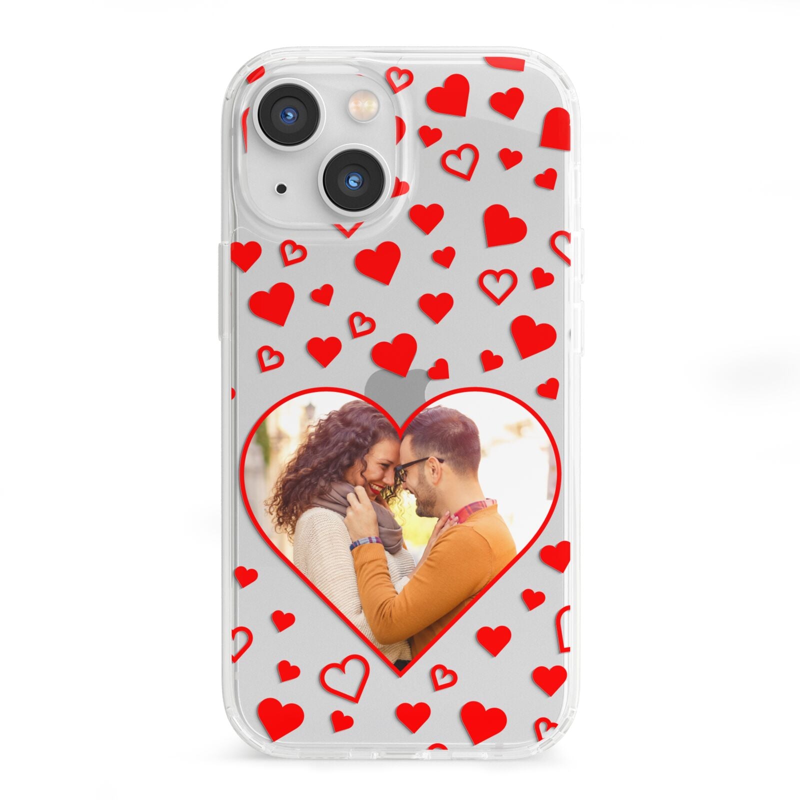 Hearts with Photo iPhone 13 Mini Clear Bumper Case
