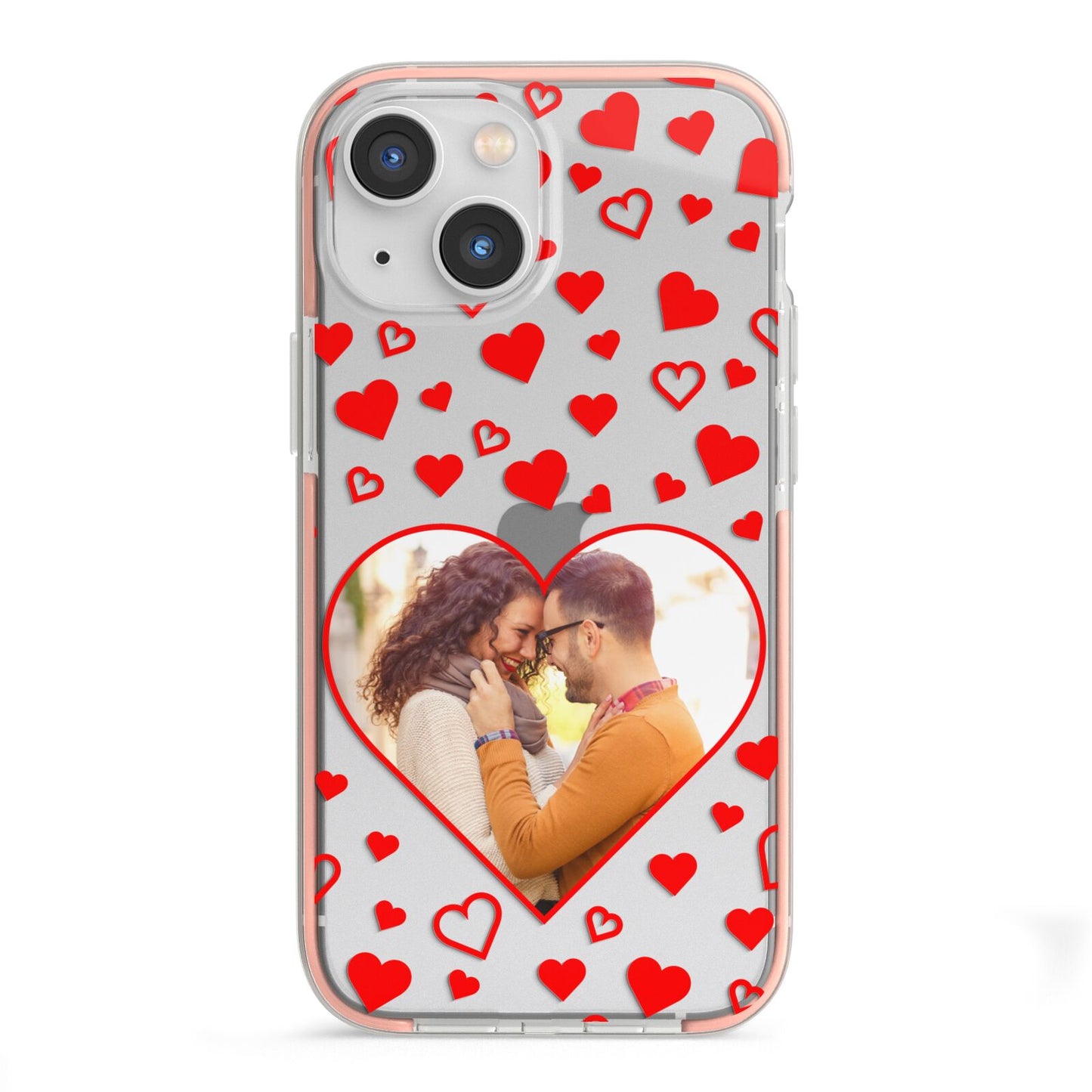 Hearts with Photo iPhone 13 Mini TPU Impact Case with Pink Edges