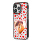 Hearts with Photo iPhone 13 Pro Black Impact Case Side Angle on Silver phone
