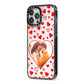Hearts with Photo iPhone 13 Pro Max Black Impact Case Side Angle on Silver phone