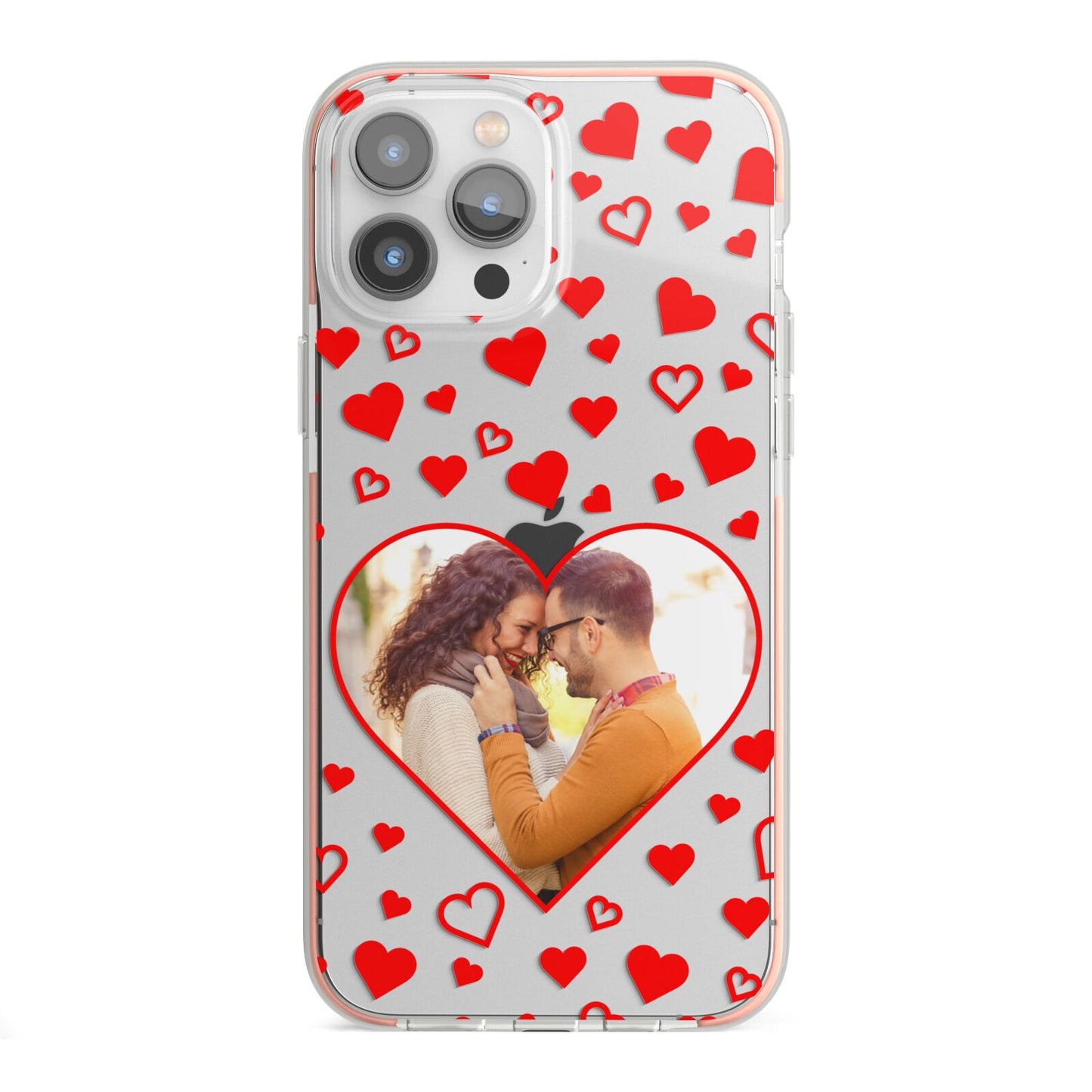 Hearts with Photo iPhone 13 Pro Max TPU Impact Case with Pink Edges