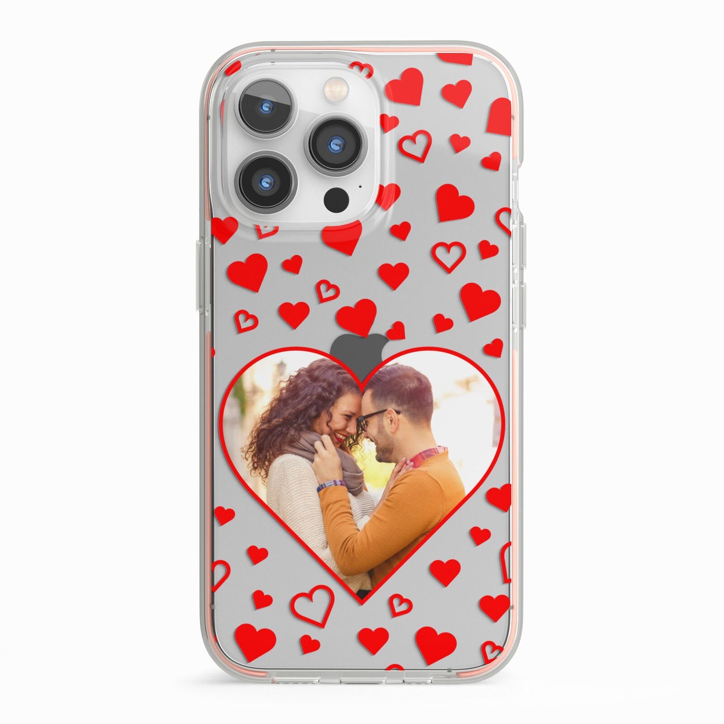 Hearts with Photo iPhone 13 Pro TPU Impact Case with Pink Edges