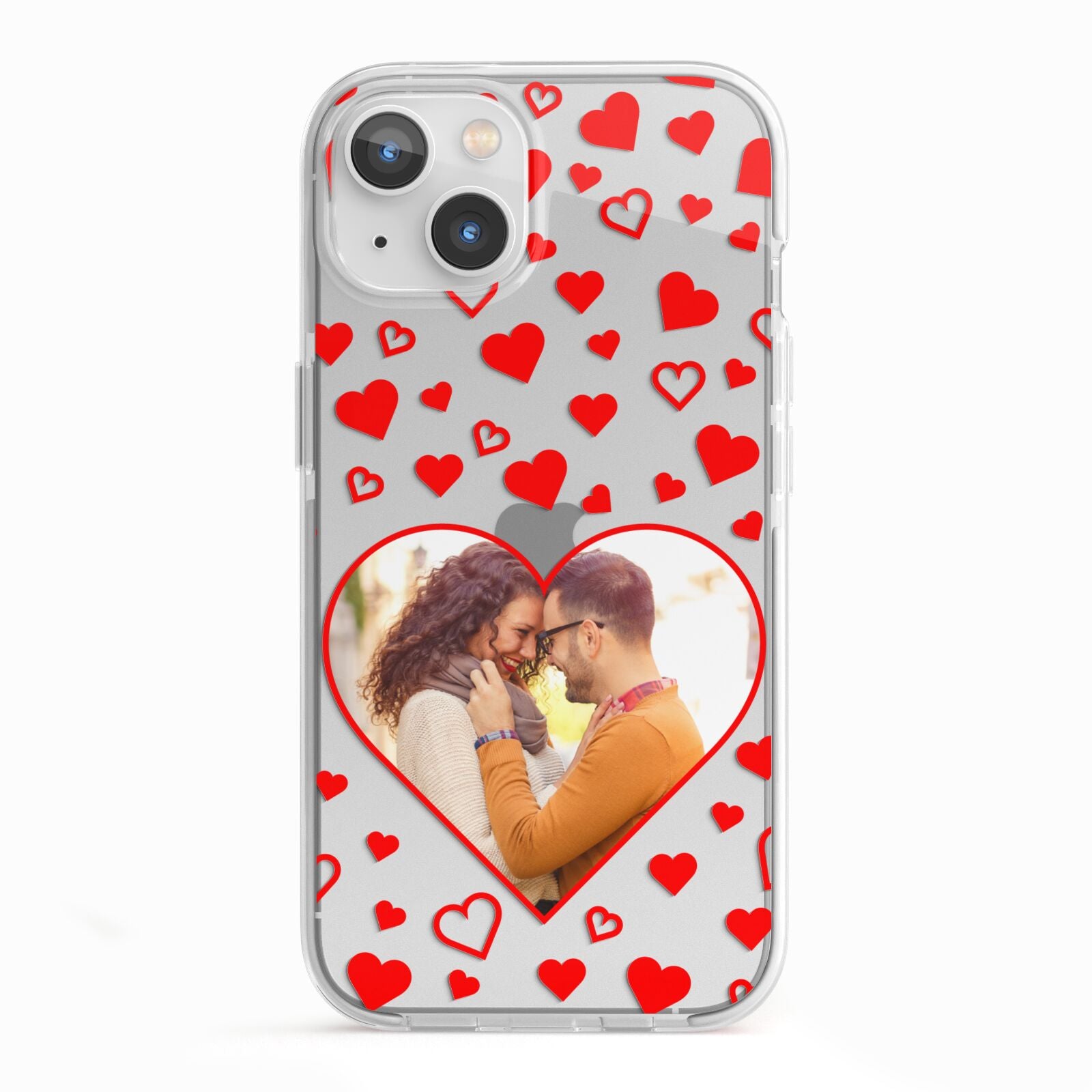 Hearts with Photo iPhone 13 TPU Impact Case with White Edges