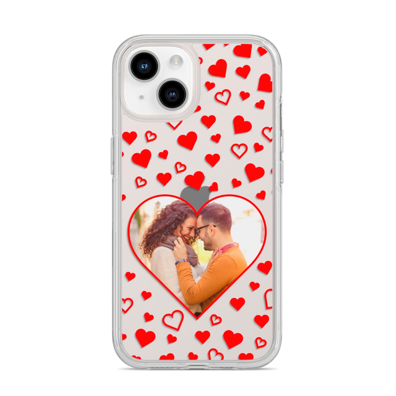 Hearts with Photo iPhone 14 Clear Tough Case Starlight