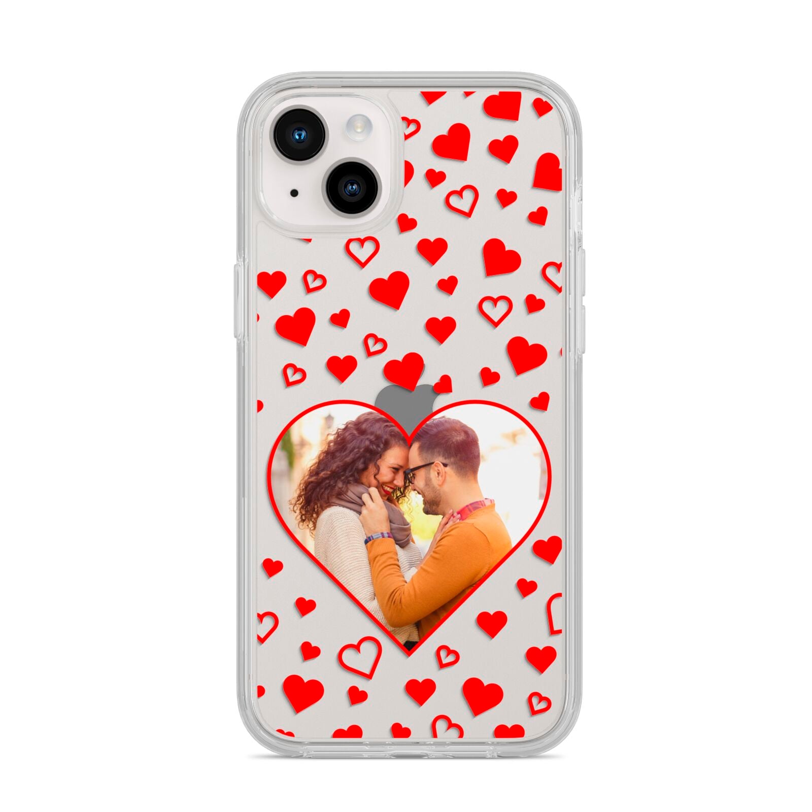 Hearts with Photo iPhone 14 Plus Clear Tough Case Starlight