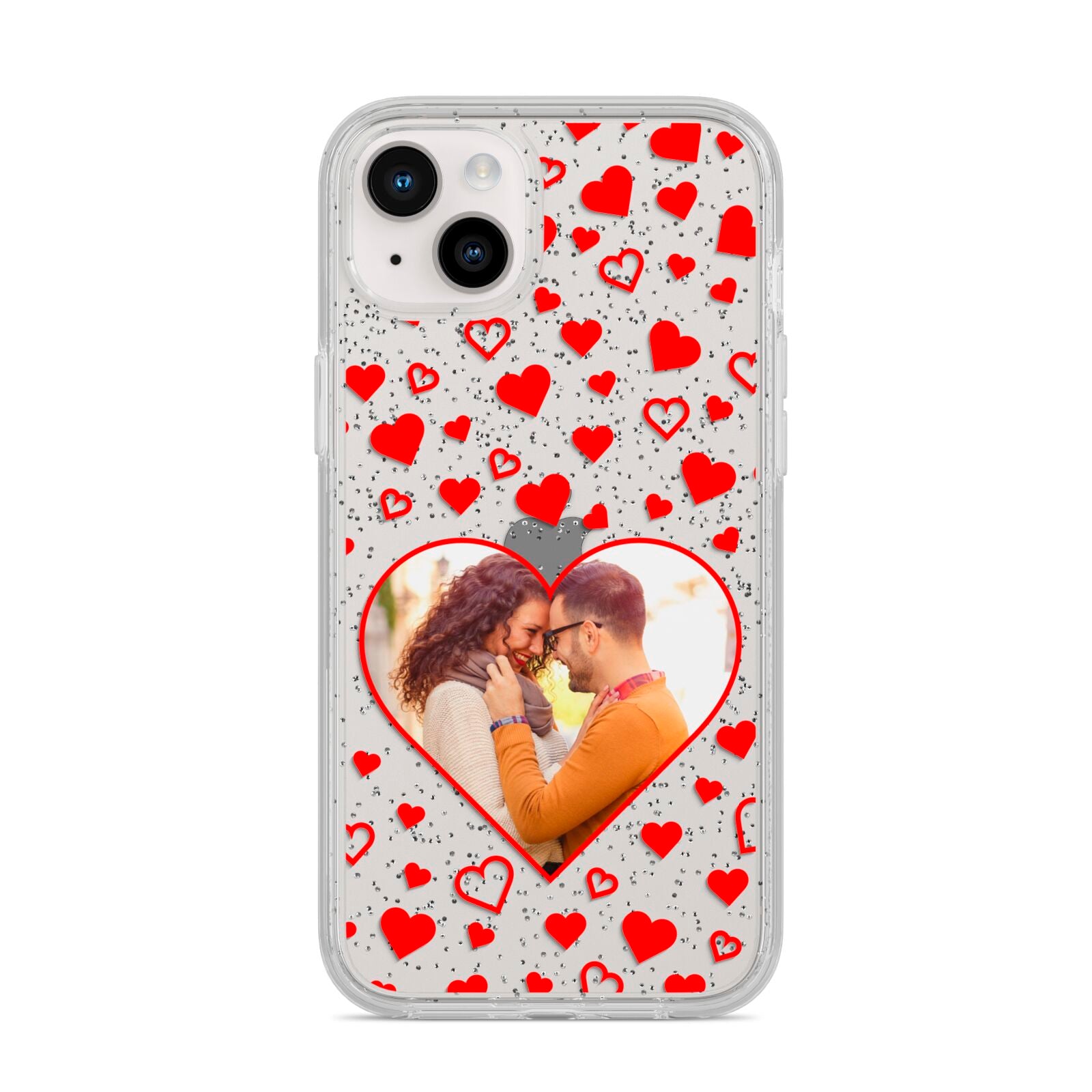 Hearts with Photo iPhone 14 Plus Glitter Tough Case Starlight