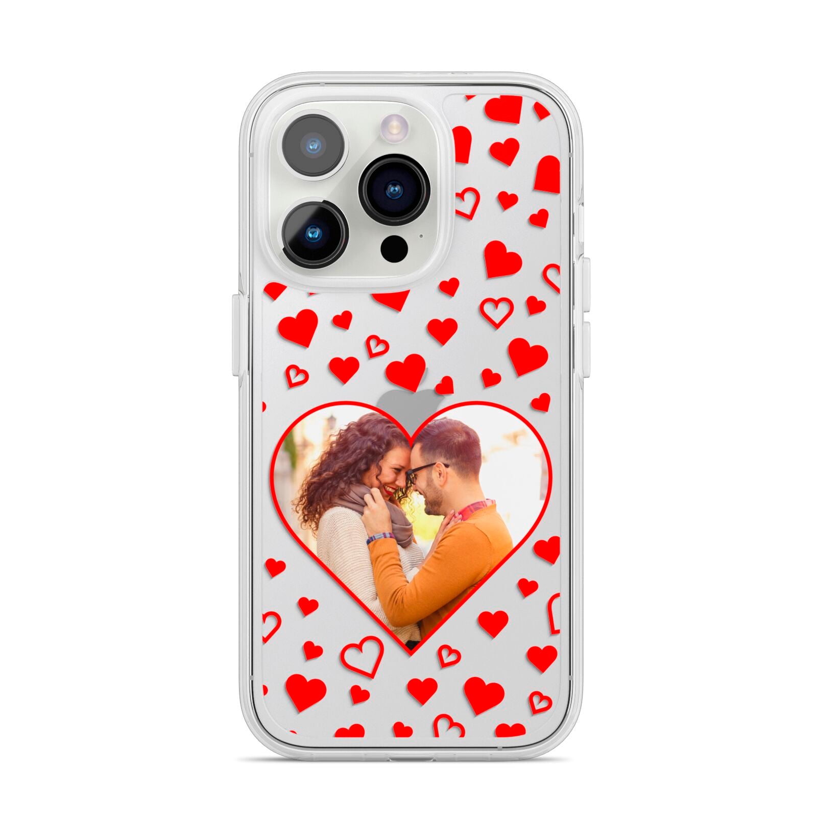 Hearts with Photo iPhone 14 Pro Clear Tough Case Silver