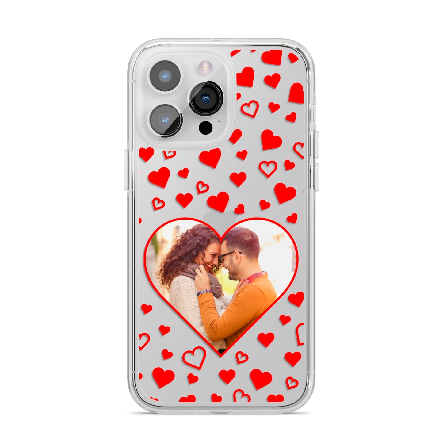 Hearts with Photo iPhone 14 Pro Max Clear Tough Case Silver