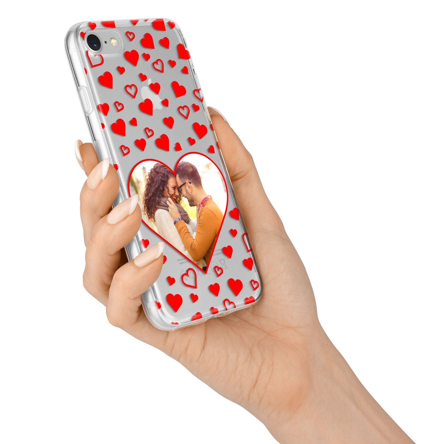 Hearts with Photo iPhone 7 Bumper Case on Silver iPhone Alternative Image