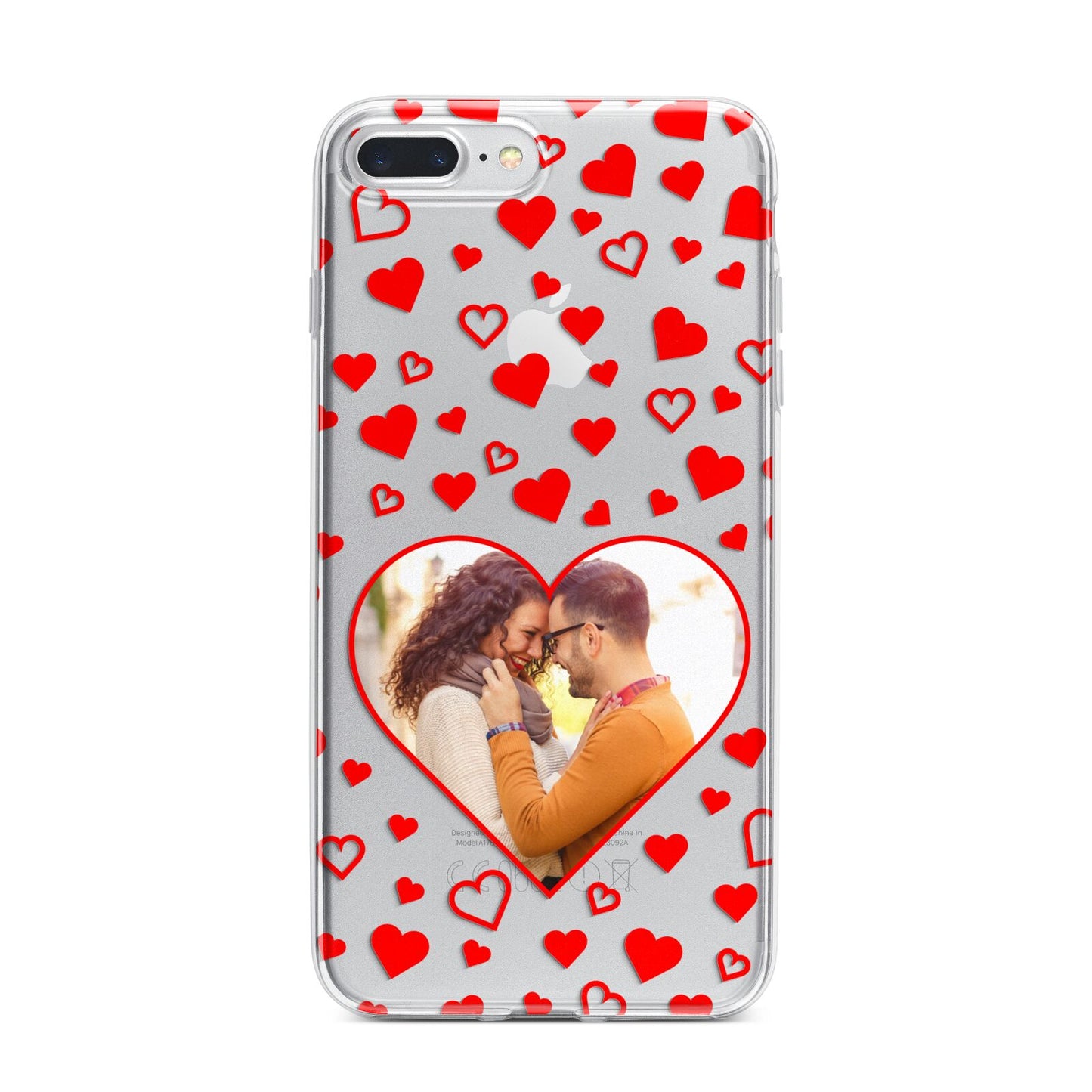 Hearts with Photo iPhone 7 Plus Bumper Case on Silver iPhone