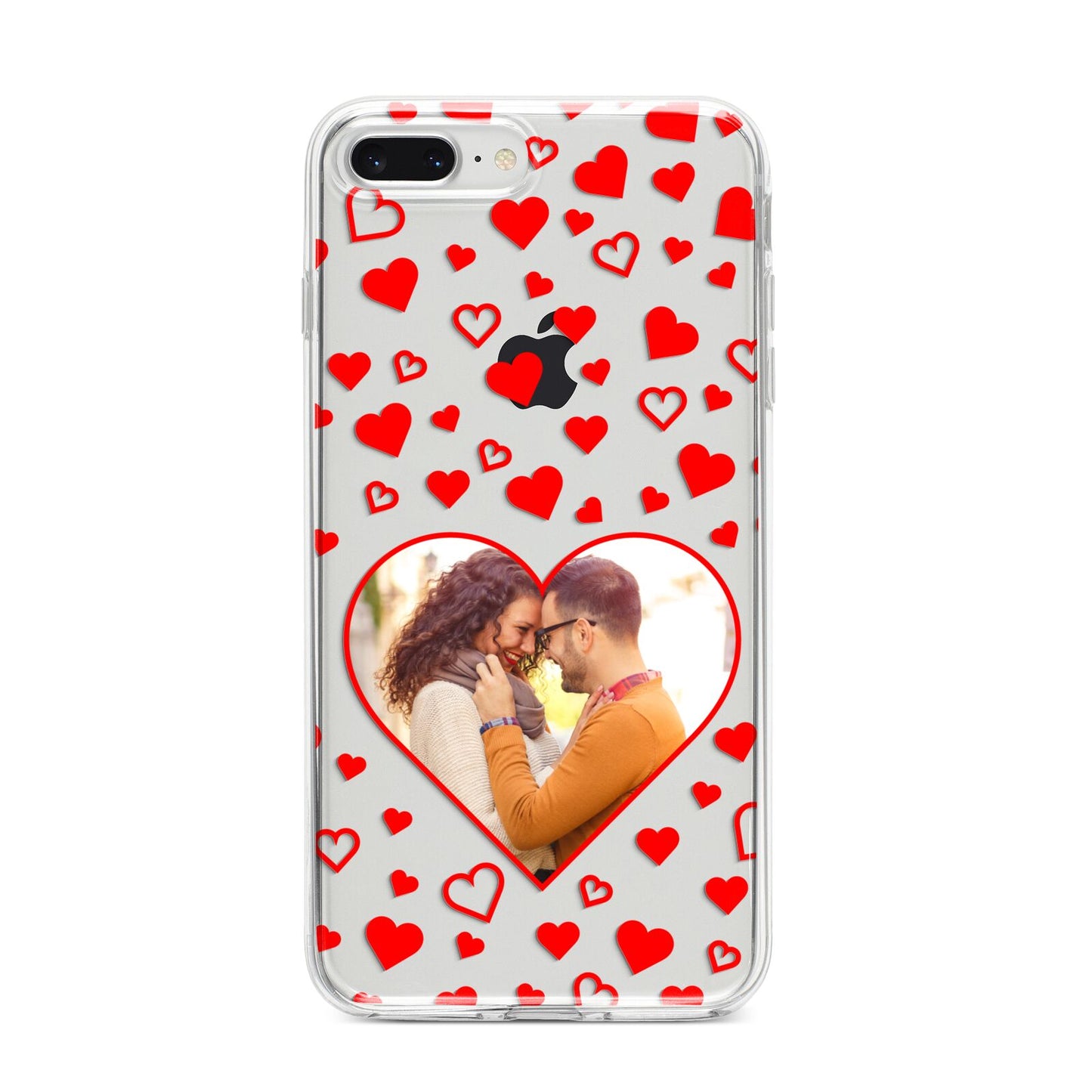 Hearts with Photo iPhone 8 Plus Bumper Case on Silver iPhone