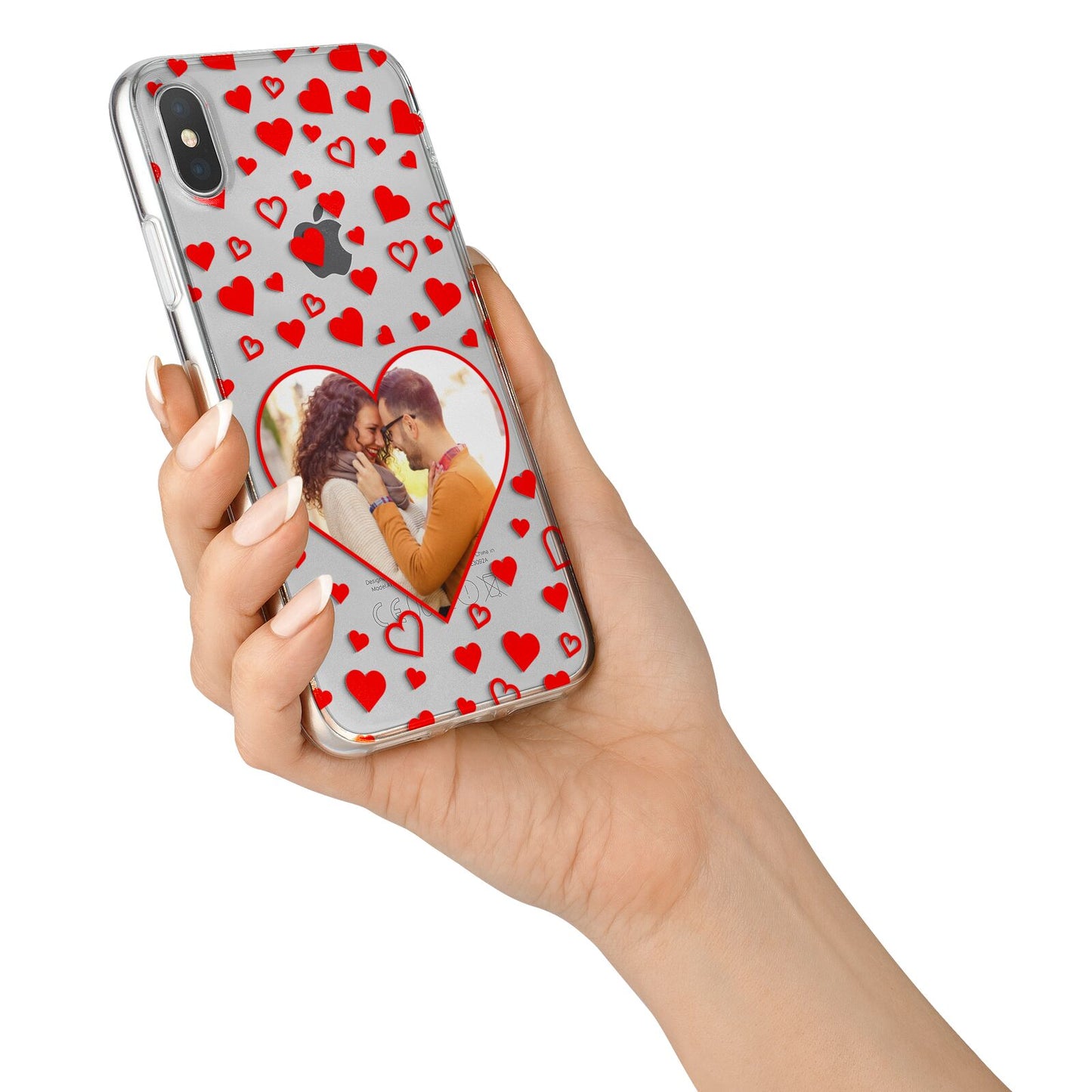 Hearts with Photo iPhone X Bumper Case on Silver iPhone Alternative Image 2