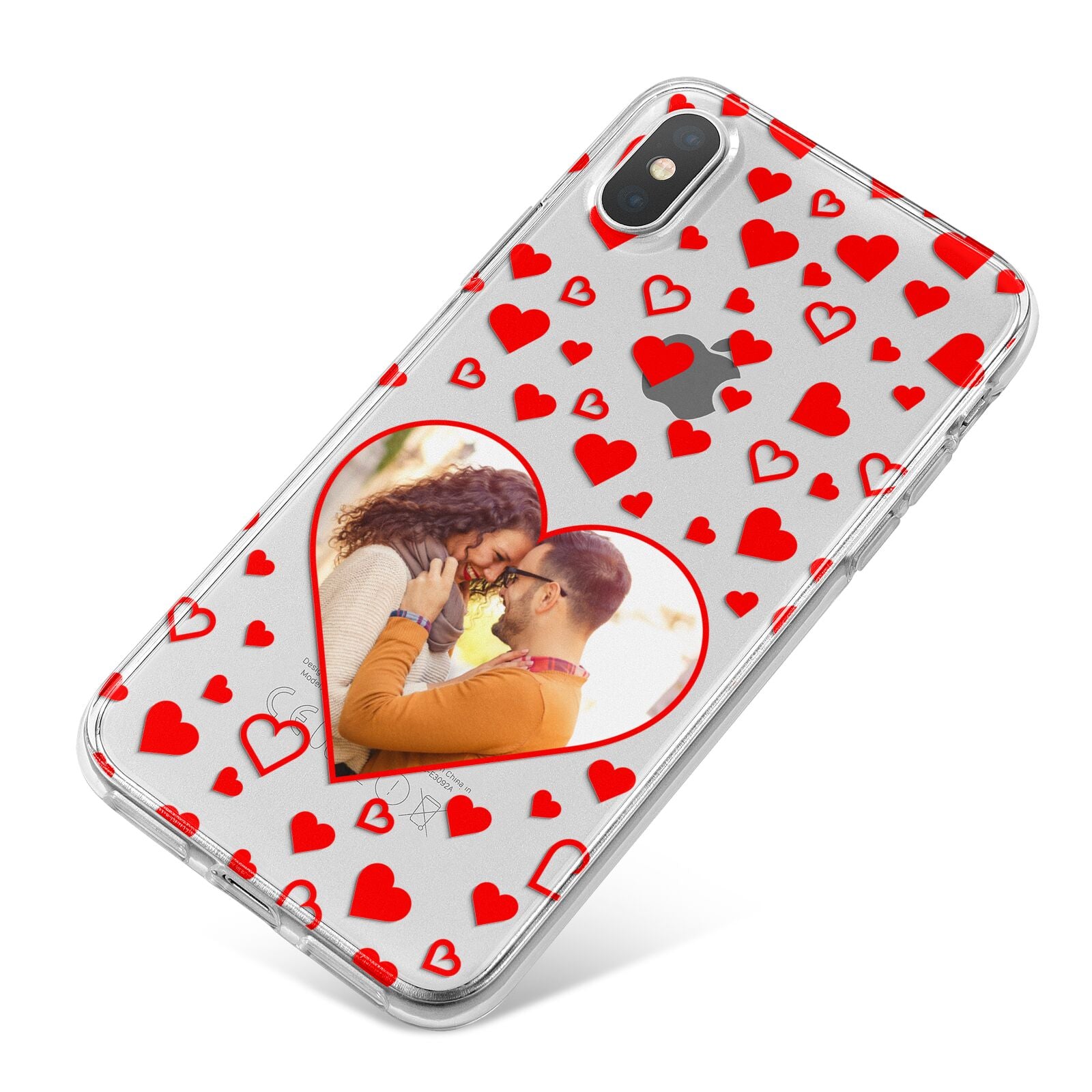 Hearts with Photo iPhone X Bumper Case on Silver iPhone
