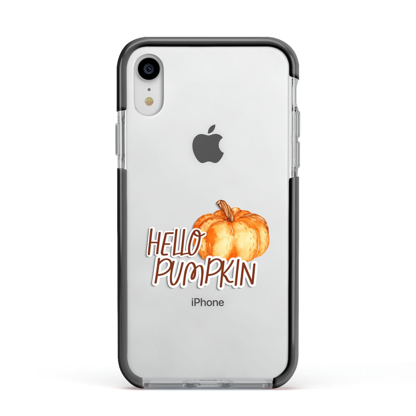 Hello Pumpkin Apple iPhone XR Impact Case Black Edge on Silver Phone