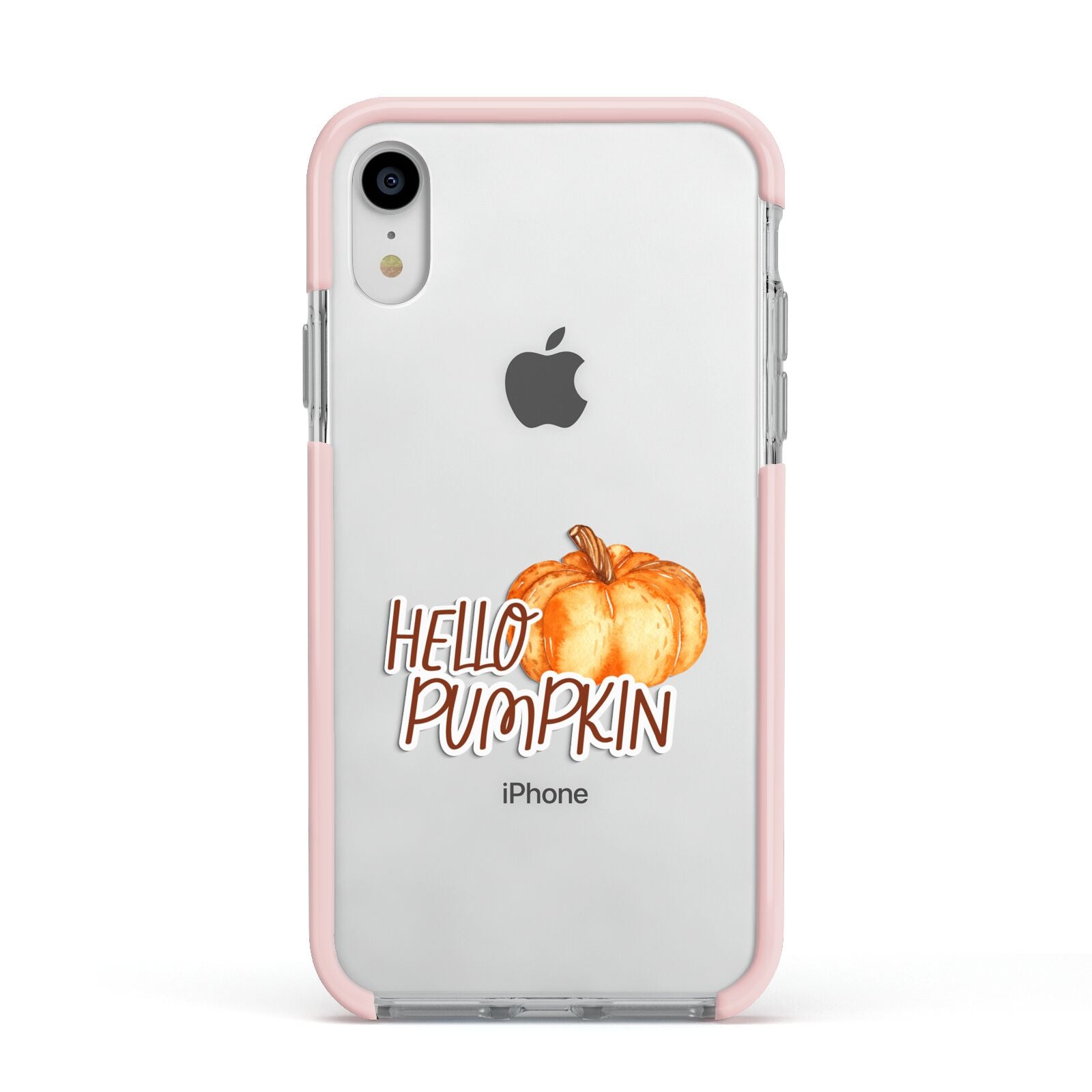 Hello Pumpkin Apple iPhone XR Impact Case Pink Edge on Silver Phone