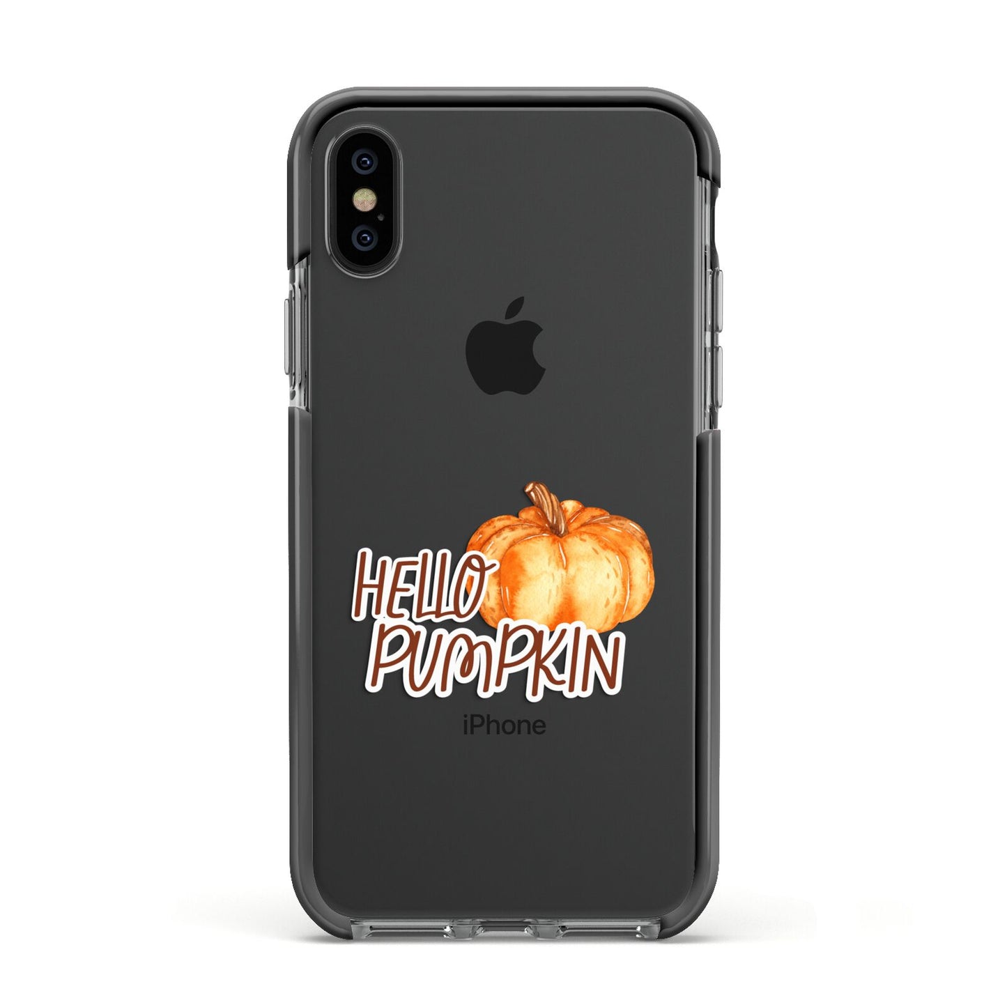 Hello Pumpkin Apple iPhone Xs Impact Case Black Edge on Black Phone