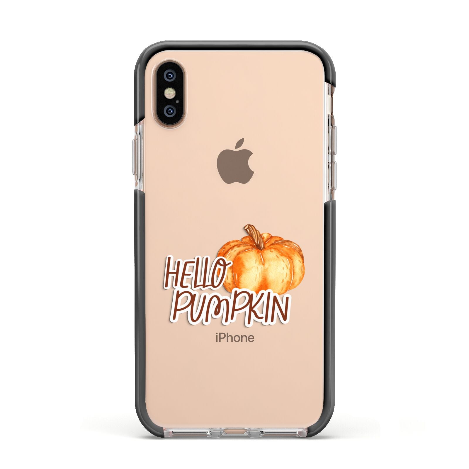 Hello Pumpkin Apple iPhone Xs Impact Case Black Edge on Gold Phone