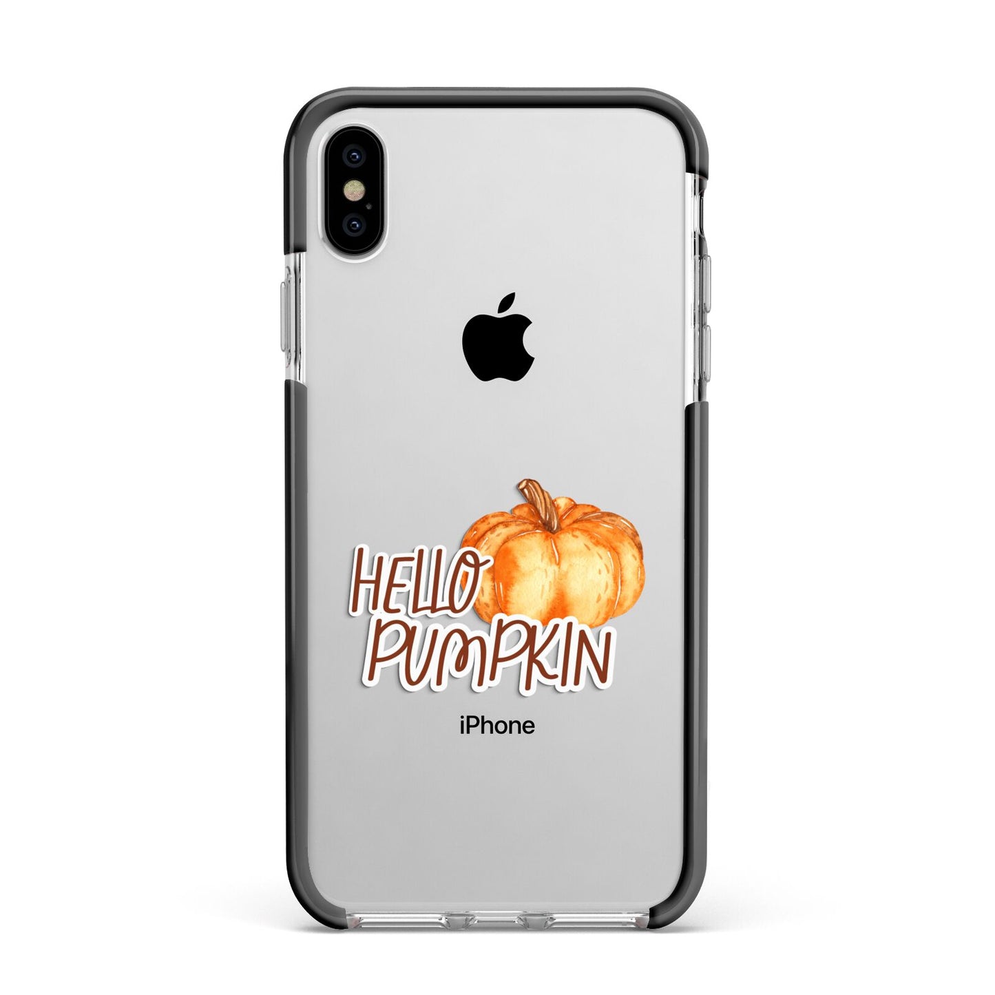Hello Pumpkin Apple iPhone Xs Max Impact Case Black Edge on Silver Phone