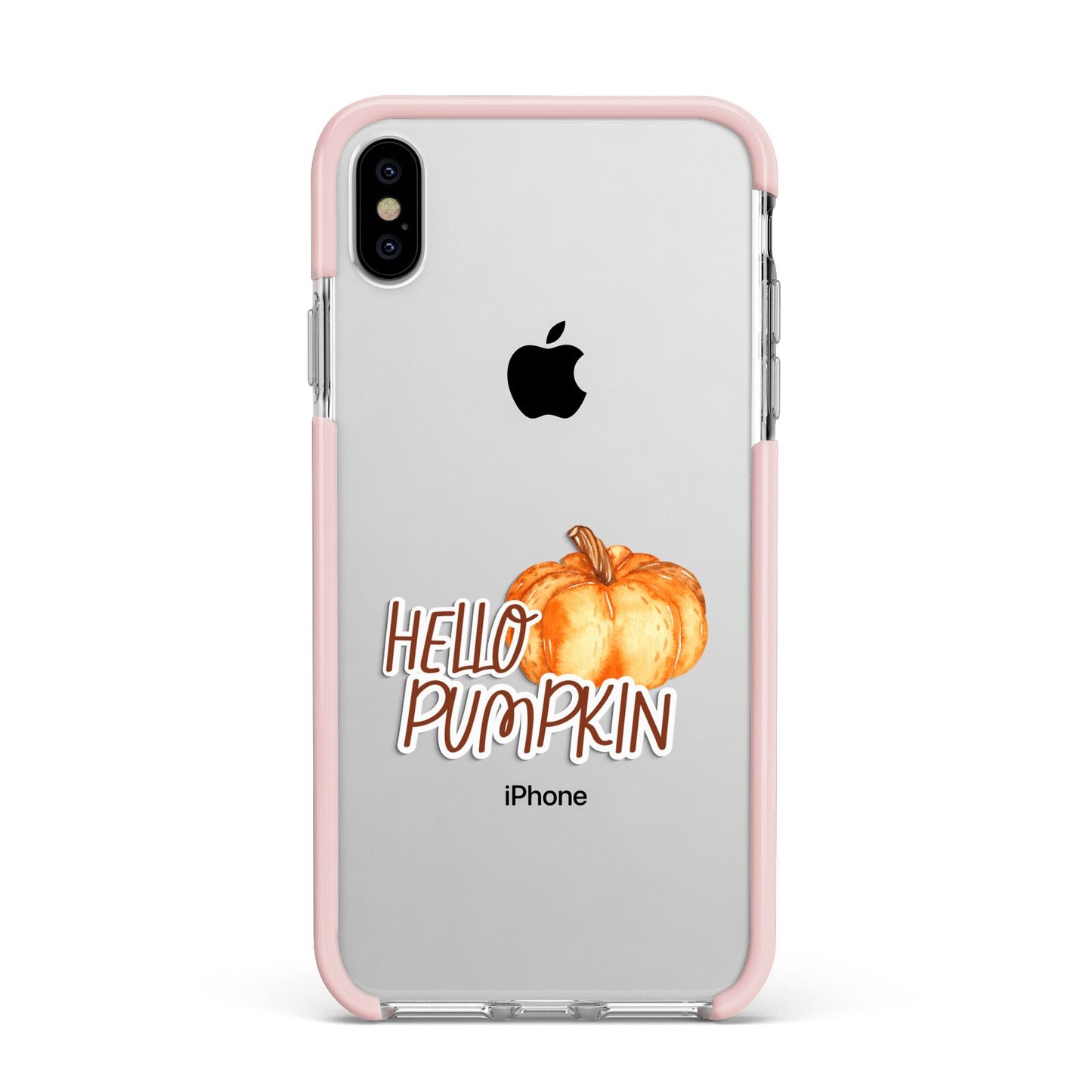 Hello Pumpkin Apple iPhone Xs Max Impact Case Pink Edge on Silver Phone